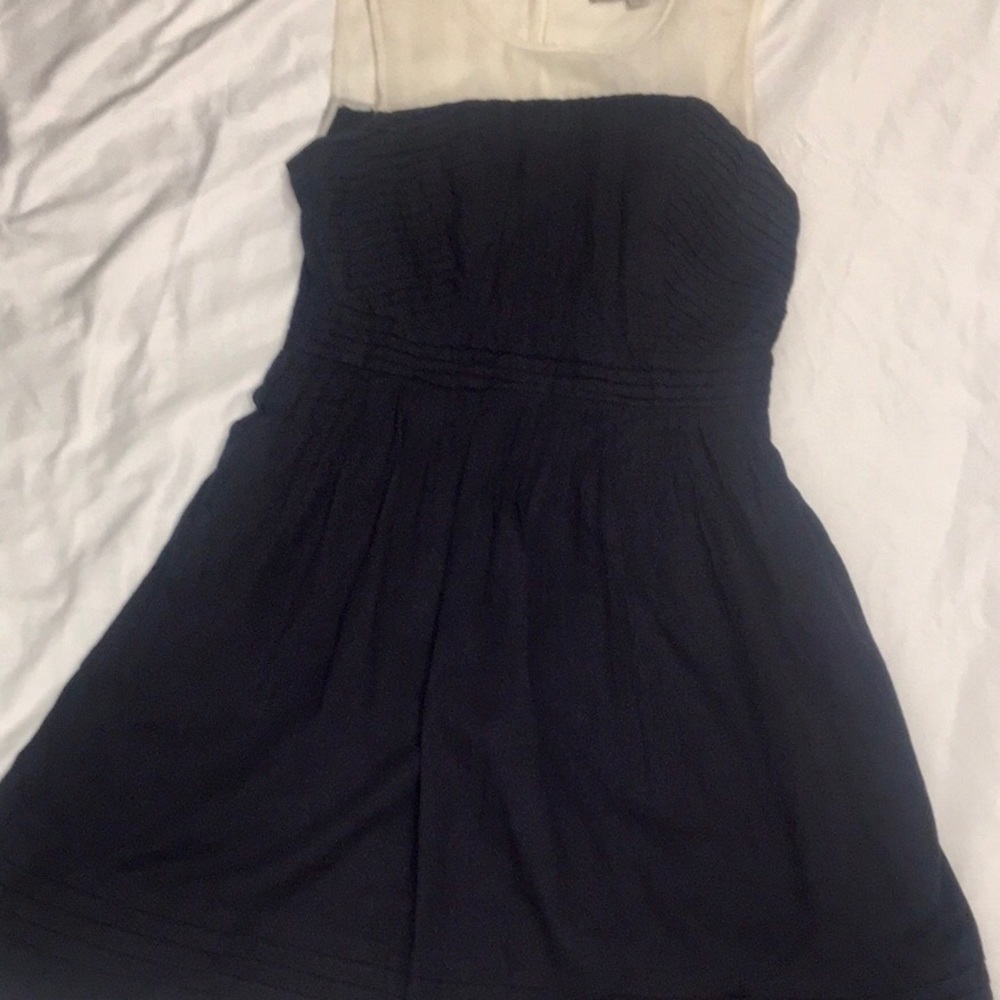 Ann Taylor Loft Navy Blue & Cream Linen Dress 2P
